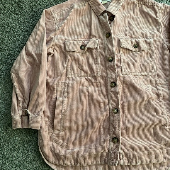 Madewell Pink Ribbed Soft Corduroy Yorkway Oversized Shirt-Jacket Shacket Sz S - Picture 2 of 12